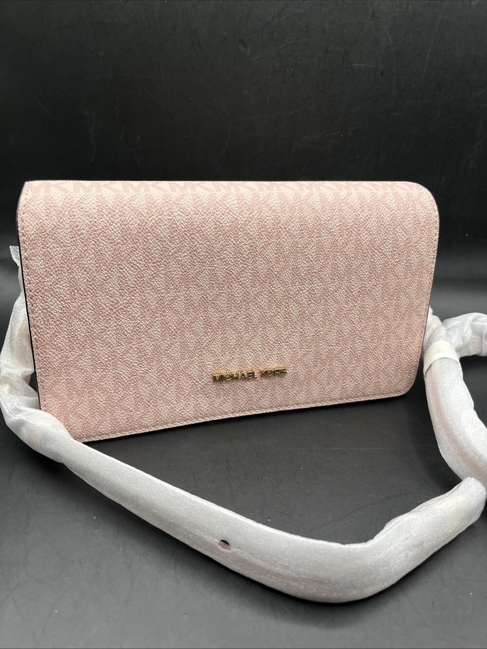 MICHAEL KORS Jet Set Travel Powder Blush Pink MK Logo Crossbody Bag Purse NWT